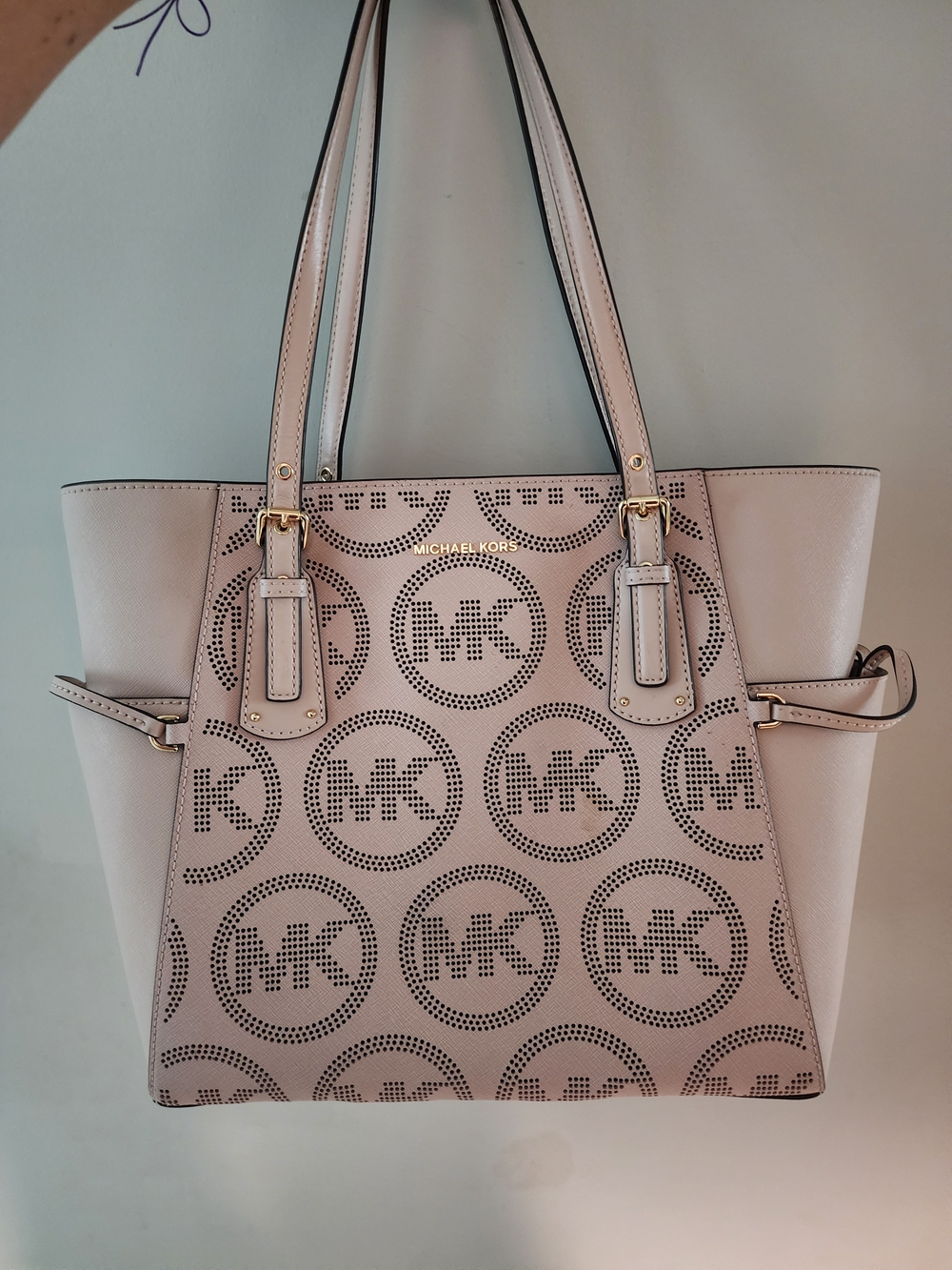 Michael Kors Pink Perforated MK Logo Tote